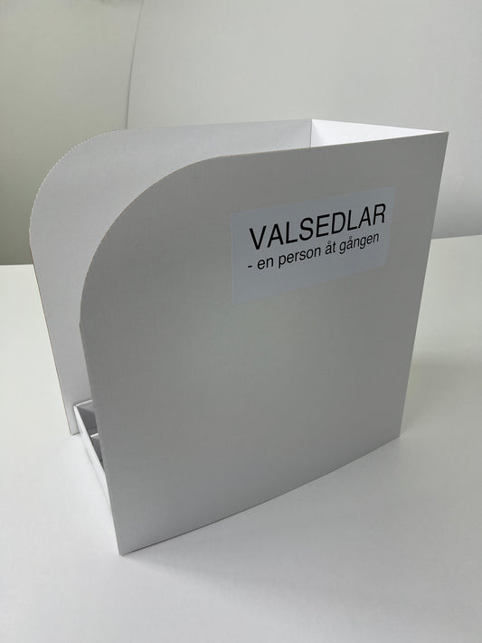 Bordskärm för valsedelställ med tryck